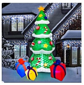 TAPIT Christmas Inflatables Outdoor Decorations, Christmas Inflatable Decorations with Rotating Lights Christmas Outdoor Yard Decorations Lawn Garden Indoor Party Decor (C Christmas Tree 2.1M/7FT)