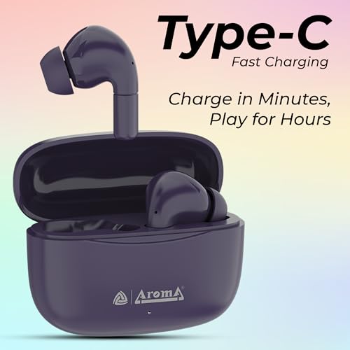 Image of AROMA TWS22 Zivo V5.4 True Wireless Earbuds, Punk Blue | up to 60H Playtime, ENC, Fast Charging, Heavy Bass
