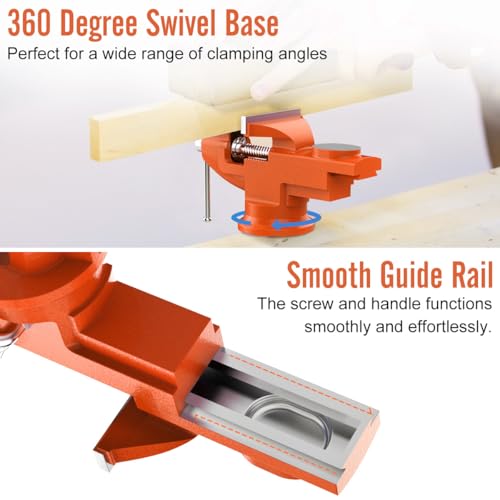 Housolution Universal Table Vise 3 Inch, 360°Swivel Base Bench Clamp by Housolution - Used condition - Image 5