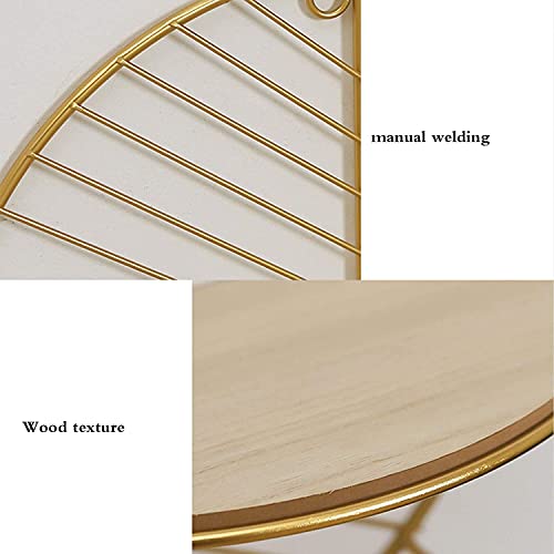 HJW Praktische opbergrek massief hout metaal drijvende plank muur mount, woonkamer slaapkamer badkamer muur display opbergrek voor potplanten wekker stropdas decoratieve items 1Huiyang-01020, goud - Image 4