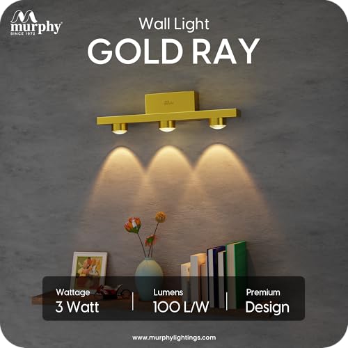 Image of Murphy 3-Glow Goldray|LED Mirror /Vanity Light|- Luxurious Gold Finish|Warm White, 2-Year Warranty-Pack of 1