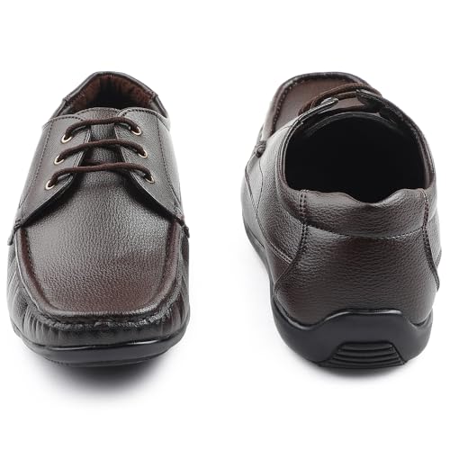 Image of Liberty Fortune HML-6E Men's Formal Derby Shoes - Black, Brown - Synthetic Leather Lace-Up with Cushioned Footbed - Stylish Office Footwear - Comfortable and Lightweight