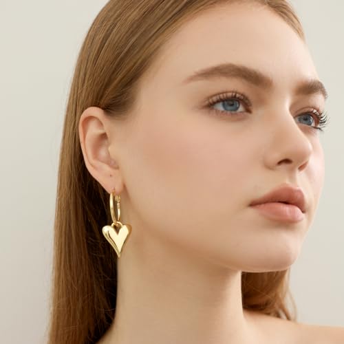 Heart Dangle Earrings for Women Huggie Earrings for Women Lightweight Heart Hoop Earrings for Women Heart Cubic Zirconia Earrings Drop Earrings Fashion Trendy Jewelry4