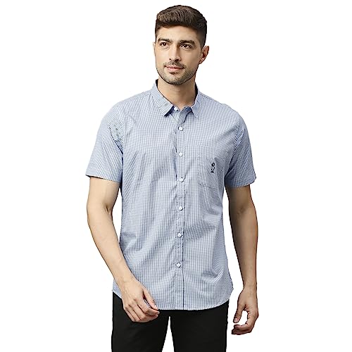 Image of Thomas Scott Mens | Half Sleeve Checkes | Printed | Slim Fit | 100% Cotton | Spread Collar | Shirts