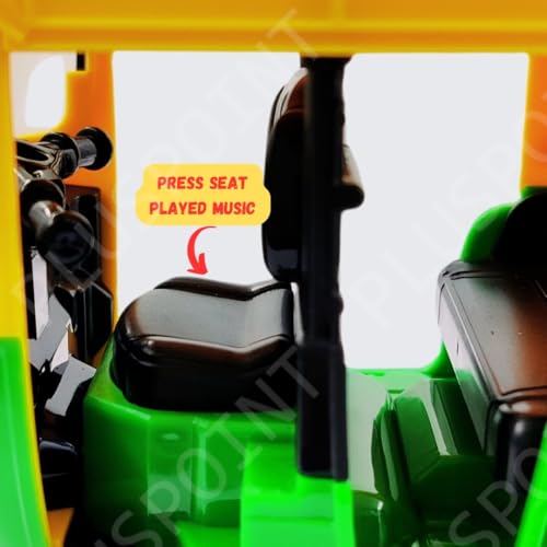 Image of PLUSPOINT Auto Rickshaw Toy,with Pull Back Action City Traffic Vehicles Public Transport Toy with Light and Sound for Aged 3 4 5 6 Boys and Girls,Kids Party Favors Gifts (Green)
