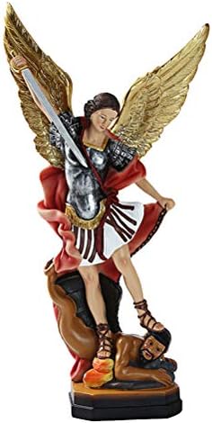 WINOMO Archangel Statue Resin Archangel St. Michael Tramples Demon Religious Sculptures Defeating Lucifer Collectible Angel Figurine for Gifts Home Office Decor