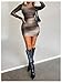 Milumia Women's Sheer Mesh Long Sleeve Mini Dress Tie Dye Bodycon Dress Party Club Grey X-Large