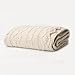 Battilo Luxury Cable Knit Throw Blanket, 50" W x 60" L, natural/light gray