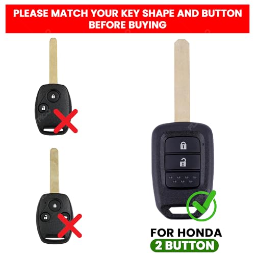 Image of Car Key Cover Compatible with Honda City, I-Vtec, I-VTEC, Amaze, WRV, CRV, Jazz Etc 2-Button Smart Key
