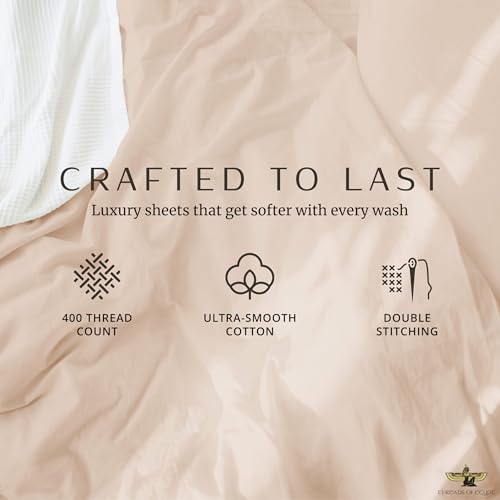 Image of 100% Egyptian Cotton Sheets King Size | 1200 Thread Count | CEA Gold Seal Certified | Ultra Soft | Cooling for Hot Sleepers | 18 inch Deep Pocket | King Size [Dune]
