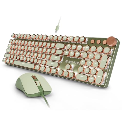 SEUNKWANG Wired Typewriter Keyboard and Mouse Combo, Retro...