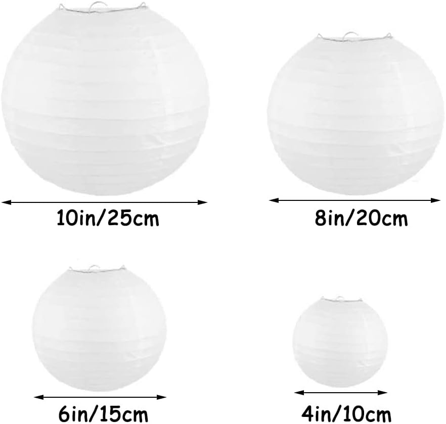 16 Pieces Paper Lanterns, Round Paper Lanterns, Hanging Paper Lanterns