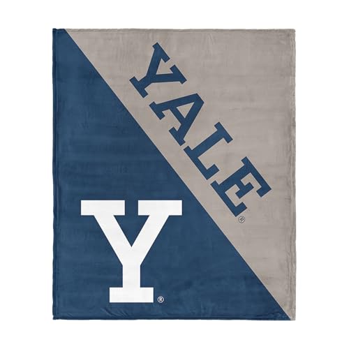 Northwest NCAA Yale Bulldogs Halftone Silk Touch Throw Blanket, Ultra Soft Plush Polyester, Lightweight Warm Decorative Fan Gift, 46 x 60 in
