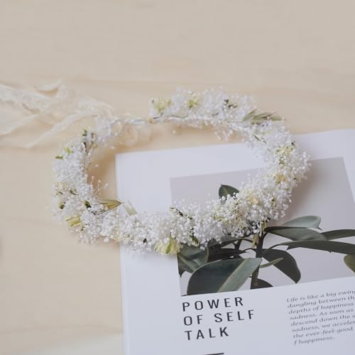 Diadema de flores secas corona para bebé estilo boda miniatura 2