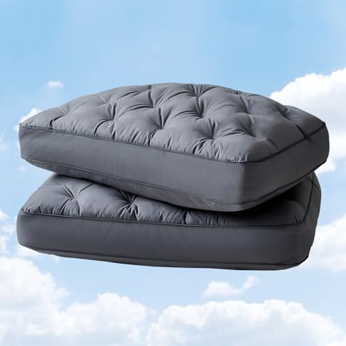 YOUR MOON Extra Soft Support Pillows Queen Size Set of 2, Single Down Alternative Pillow for Sleeping, Fluffy Plush Bed Pillow, Medium Thick Luxury Pillows(Gray)