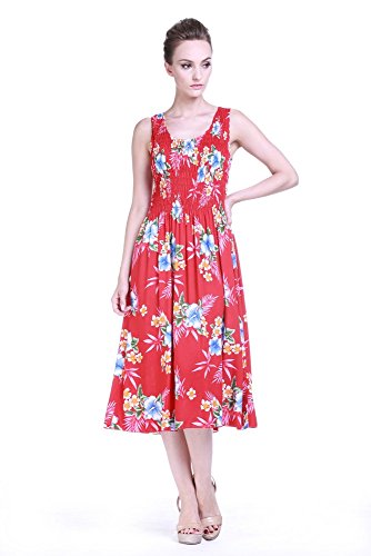 Image of Matchable Family Hawaiian Luau Men Women Girl Boy Clothes in Hibiscus Red