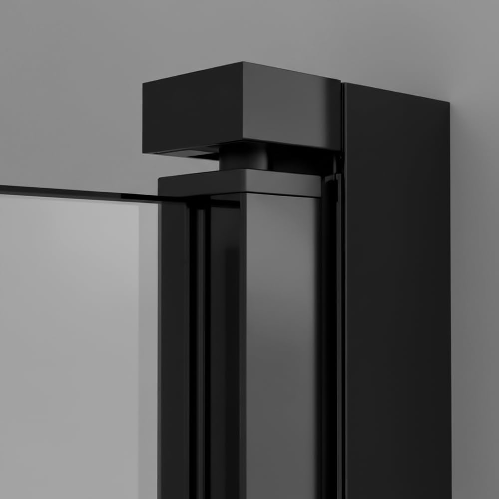 Box Doccia Angolare 70x80 Con Doppia Porta A Soffietto In Vetro Temperato Trasparente E Profili Nero Opaco - Linea Neos - H 195 Cm E Spessore 6 Mm