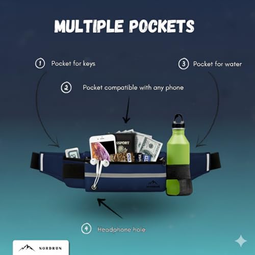 Miniatura 4 de Nordrun Riñonera Running Ajustable E Impermeable Apta Par Todos Los Moviles Riñonera Running Mujer Y Hombre Cinturon Running Porta Movil Running Riñonera Deportiva Running Belt Azul Marino