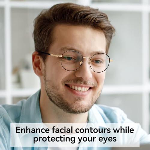 Image of Dollger Round Blue Light Blocking Glasses for Women Men Circle Clear Lens Metal Frame Computer Gaming Eyeglasses Blue Light Glasses