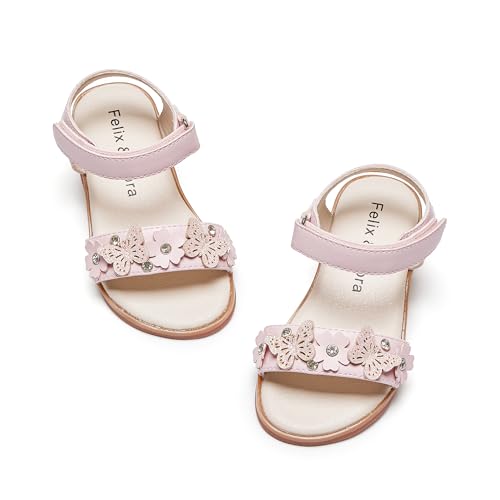 Image of Felix & Flora Toddler Girl Sandals -Flower Girl Dress Shoes Open Toe Little Kid Flats