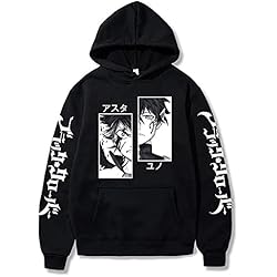 flowereyes Black Clover Sudadera con Capucha Pullover Anime Harajuku Sudadera Casual Asta Cosplay Disfraz Hombres Mujeres