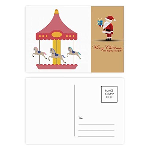 Cartes postales carrousel colorées Motif Père Noël lot de 20 pour fêtes