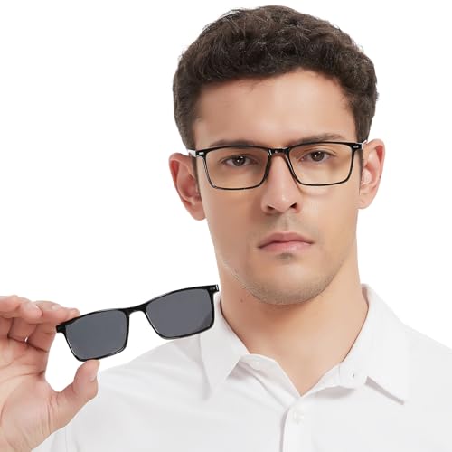 Image of Blue Light Blocking Glasses Men with Polarized Sunglasses Clip for Driving, Computer Glasses Reduce Eyestrain