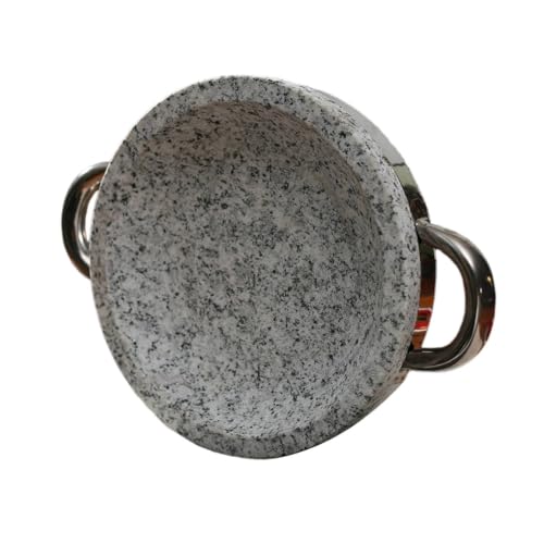 FytStycale Plancha Piedra con Asas Redondo Sartén Piedra Grueso Platos para Cocina Asiática, 20 Cm, Plato De Piedra Poco Profundo De 20 Cm De Diámetro Y 4 Cm De Alto