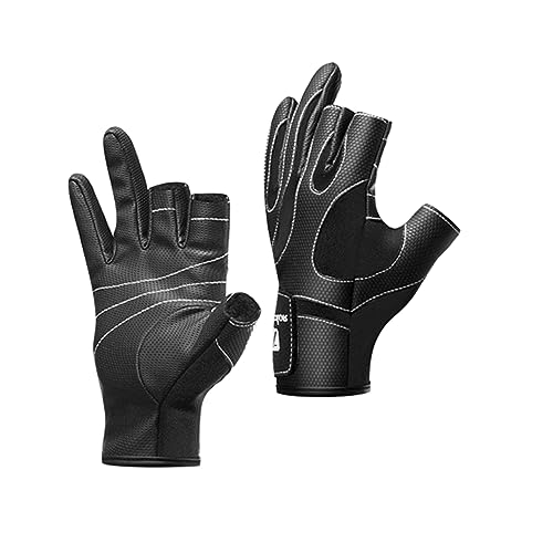 GOOHOCHY Outdoor Fishing Gloves Half-Finger Palm Anti-Slip Wear-Resistant and Comfortable Grip Size