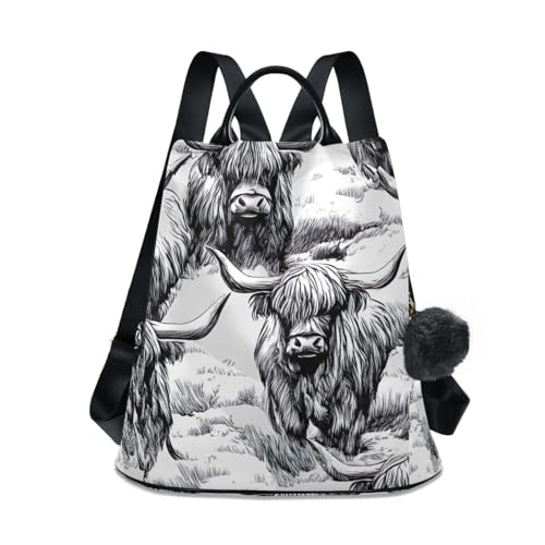 Mochila para mujer Highland Cattle antirrobo de viaje casual