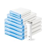 Wuzzon コードレス電動ポンプ付き 圧縮袋セット 【8枚組/家庭用】80×100cm 4枚/ 50×70cm 2枚 /40×60cm 2枚 ふとん・衣類用 真空収納袋 80×100cm特大サイズ 布団 衣類 毛布 洋服 ふとん 特大サイズ 真空収納袋 高密封性 防湿 防塵 防臭 防カビ 圧縮パック ダニ対策 収納/引越し/衣替え/出張/旅行対応