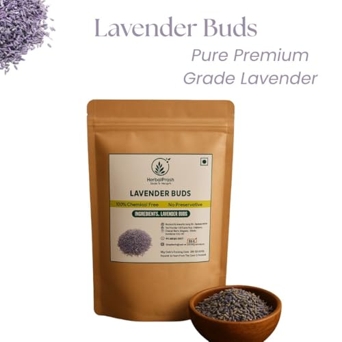 Image of HERBALPRASH Dried Lavender Buds - 50g | 100% Natural & Fragrant | Culinary Grade for Tea, Baking, Aromatherapy & Skincare | Stress Relief & Relaxation