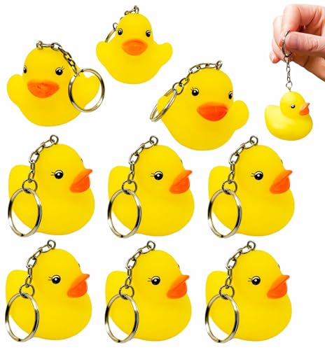 Porte-clés canard jaune avec anneau métal pour cadeaux d'anniversaire