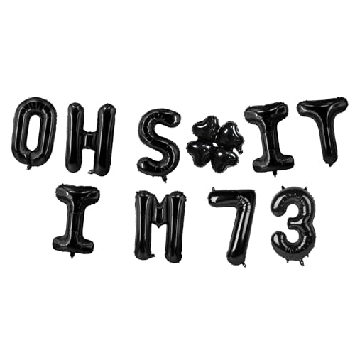 Image of Oh I'm 73! Latex Balloons 16 Inch Black Hallo Seventy Three Cheers to 73 Years Old Theme Decor for Man Woman Happy 73rd Birthday Party Photo Studio Prop Flag Decorations Favors Supplies
