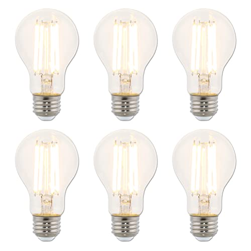 Westinghouse 5255020 10 Watt (100 Watt Equivalent) A19 Dimmable Clear Filament LED Light Bulb, Medium Base, 6 Pack