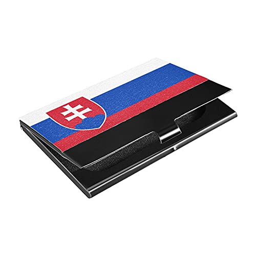Slowakei Flagge Edelstahl Visitenkartenhalter PU Leder Kreditkartenetui Namenskartenhülle Cover