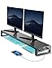Price comparison product image VAYDEER Dual Monitor Riser With 3 USB 3.0 Ports, Metal Desk Computer Stand for 2 Monitors, Office PC Screen Shelf for Laptop, iMac, Printer up to 32 Inches - Black