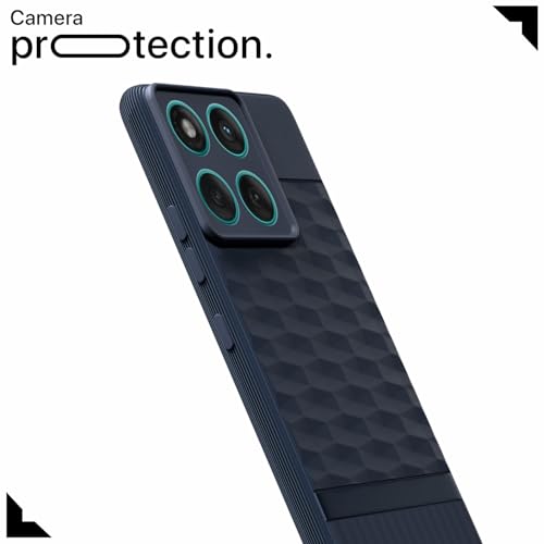Image of Pikkme Back Cover for Motorola Moto Edge 60 5G / Motorola Moto Edge 60 Fusion 5G Camera Protection 3D Hexa Cube Design Silicone Protective Bumper Case (Blue) | Camera Protection