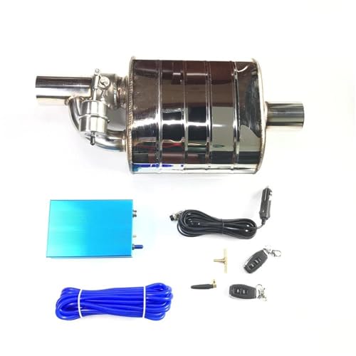 VREFOEAX Terminales de Escape Tubo Escape con Válvula Bomba Vacío Silenciadores Variables Acero Inoxidable Universal 51Mm 63Mm Silenciador con Control Remoto Relieve Escape de Coche(76MM+Vacuum Pump)