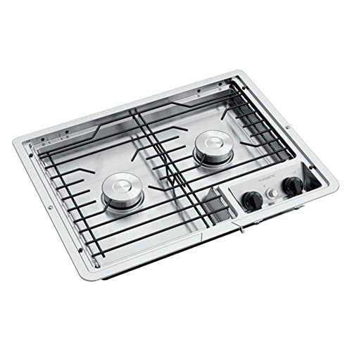 Dometic Drop-In Cooktop - Two Burner Cooktop Cast Iron/Flat Wire Grate -Top Mount 12V Stove For Rv And Outdoor Camper Kitchens #TOP24