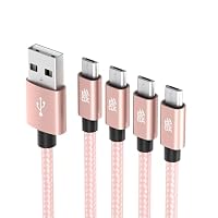 JAMEGA 4-in-1 Micro USB Kabel Set – Geflochten, Robust In Rot (0,5m, 1m, 2m, 3m)