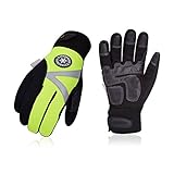Vgo 1-Par -20℃ o superior 3M Thinsulate C100 Forrado Guantes Invierno de Trabajo de Cuero Sintético de Alta destreza, Pantalla Táctil con Impermeable Inserto (Talla 8/M, Verde, SL8777FW)