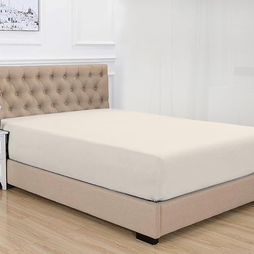 Purity Home Organic 100% Cotton Double Size Duvet Cover Sets Ivory, Eco-Friendly 3pcs Double Bedding Set, Breathable & Lightweight Percale Weave Quilt Covers Double Bed Sets with Button Closure