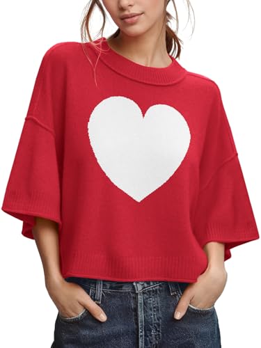 ZDC Women's Oversized Sweaters Summer Short Sleeve Casual Cropped Tops Lightweight Loose Fit Knit Pullover