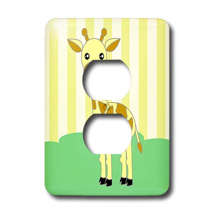 Couvercle de prise girafe 2 prises plaque de finition murale design multicolore - 3
