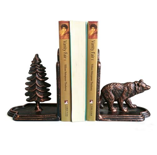 Bear Bookends Decorative, Heavy Duty Cast Iron Book Holder, Bear