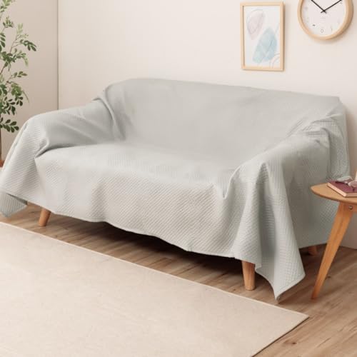 マルチカバー 正方形 ポート グレー 約190×190cm 洗える キルト おしゃれ 掛けるだけ ソファーカバー ベッドスプレッド こたつ上掛け #9817458