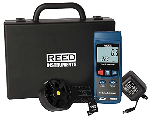 REED Instruments R4000SD-KIT Data Logging Vane Thermo-Anemometer with Power Adapter and SD Card