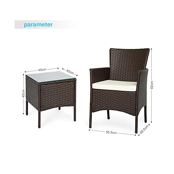 IntimaTe WM Heart Wicker Rattan Outdoor Garden Furniture Sets with Chairs and Table, Conservatory Balcony Furniture Sets, Coffee Table and Corner Sofa Patio Furniture Set With Cream Cushion - Image 3