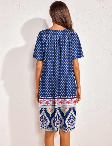 Image of Ekouaer Womens House Dress Floral Print Nightgown with Pockets Mumu Dress